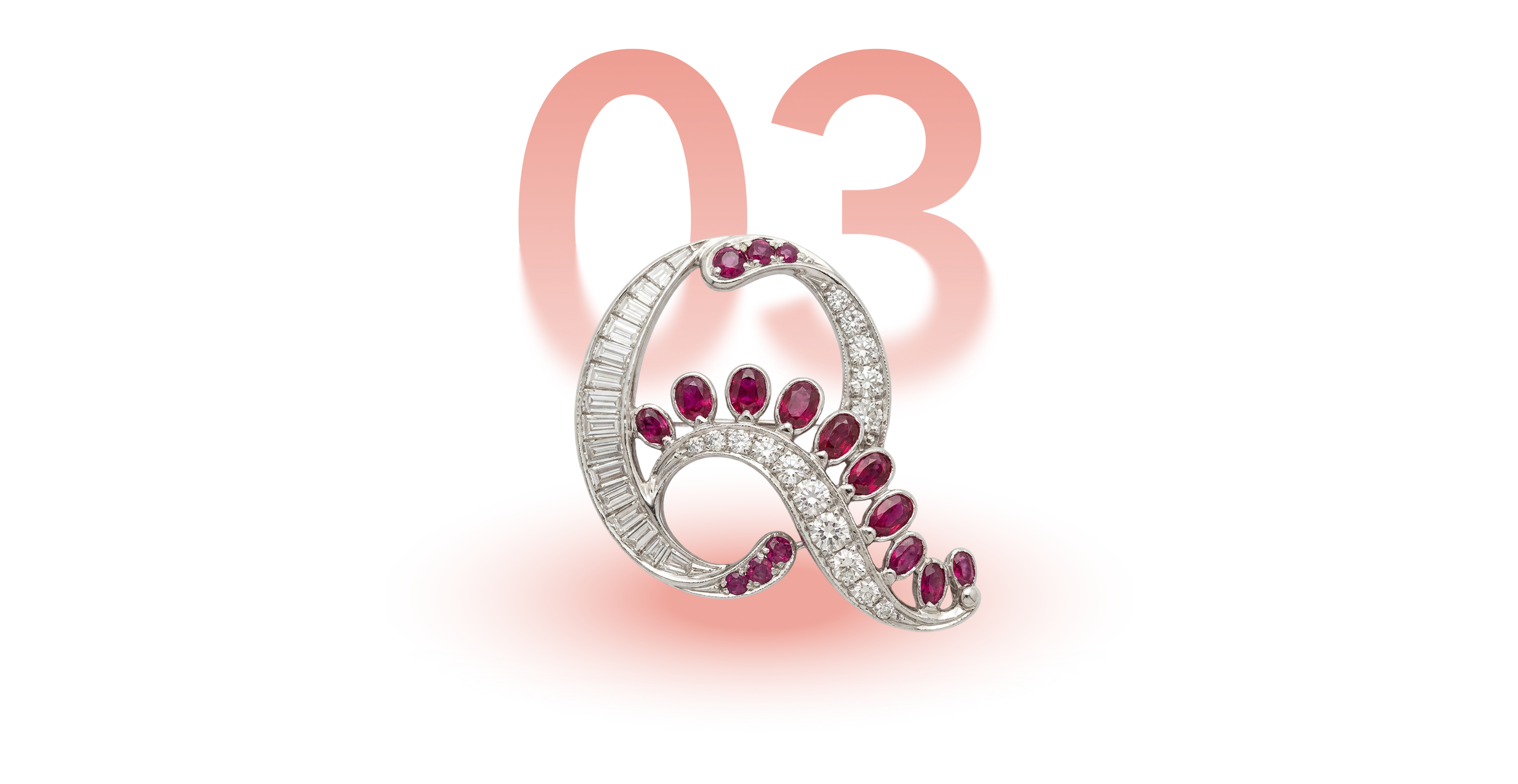 Diamond and ruby brooch