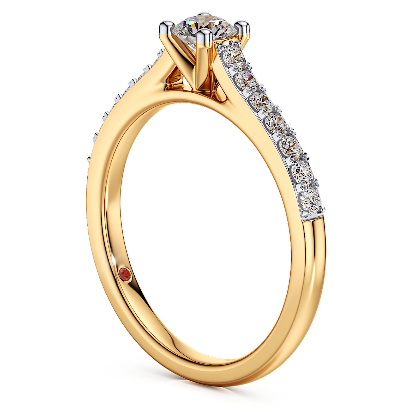 A finished QWEEN gold ring set with natural diamonds
