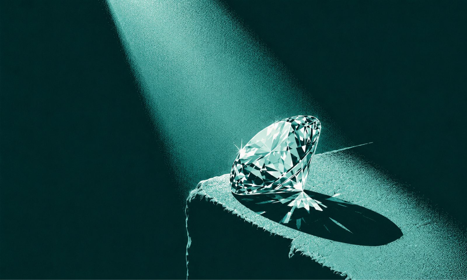 A natural diamond under a single light during selection