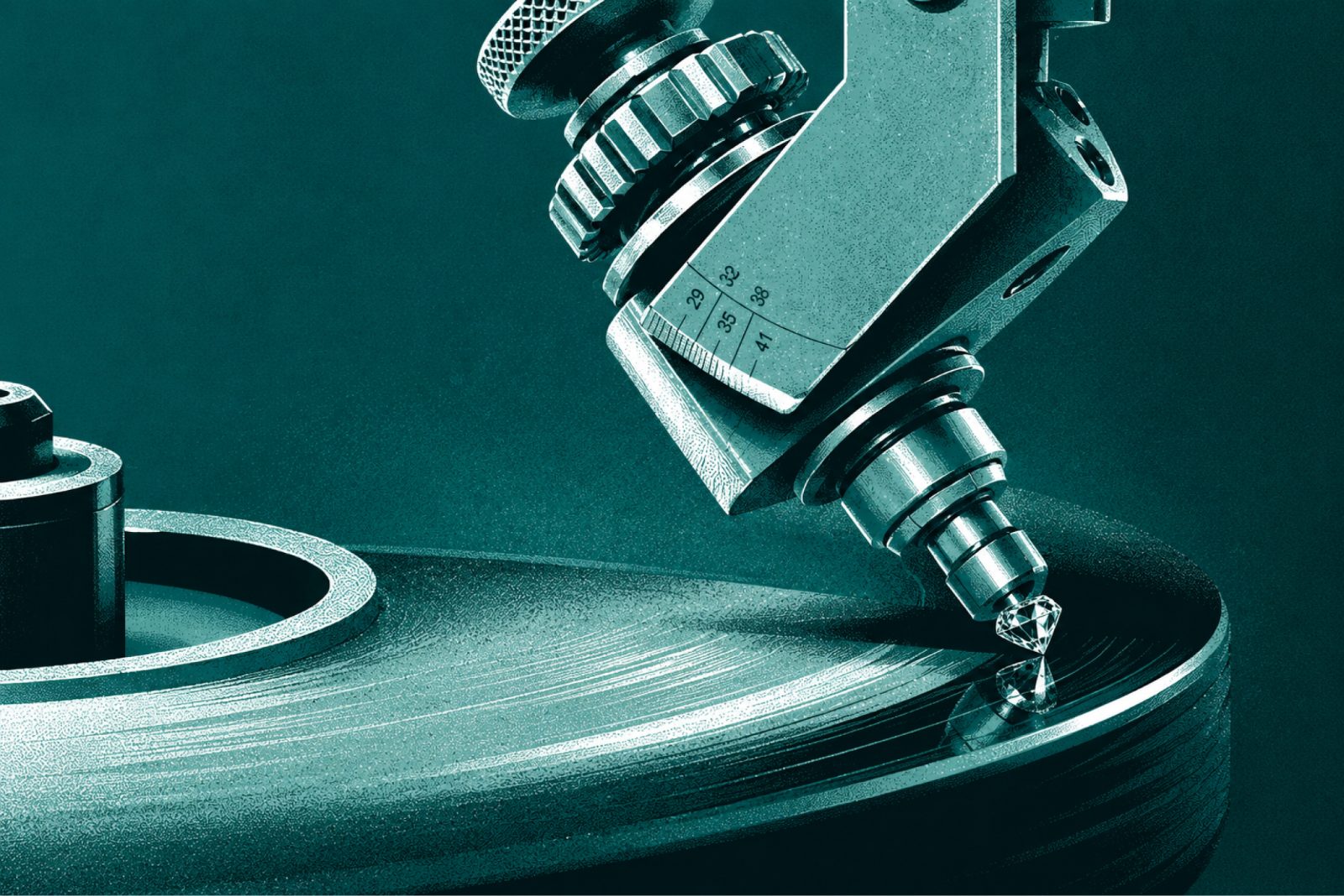 A diamond on the polishing wheel