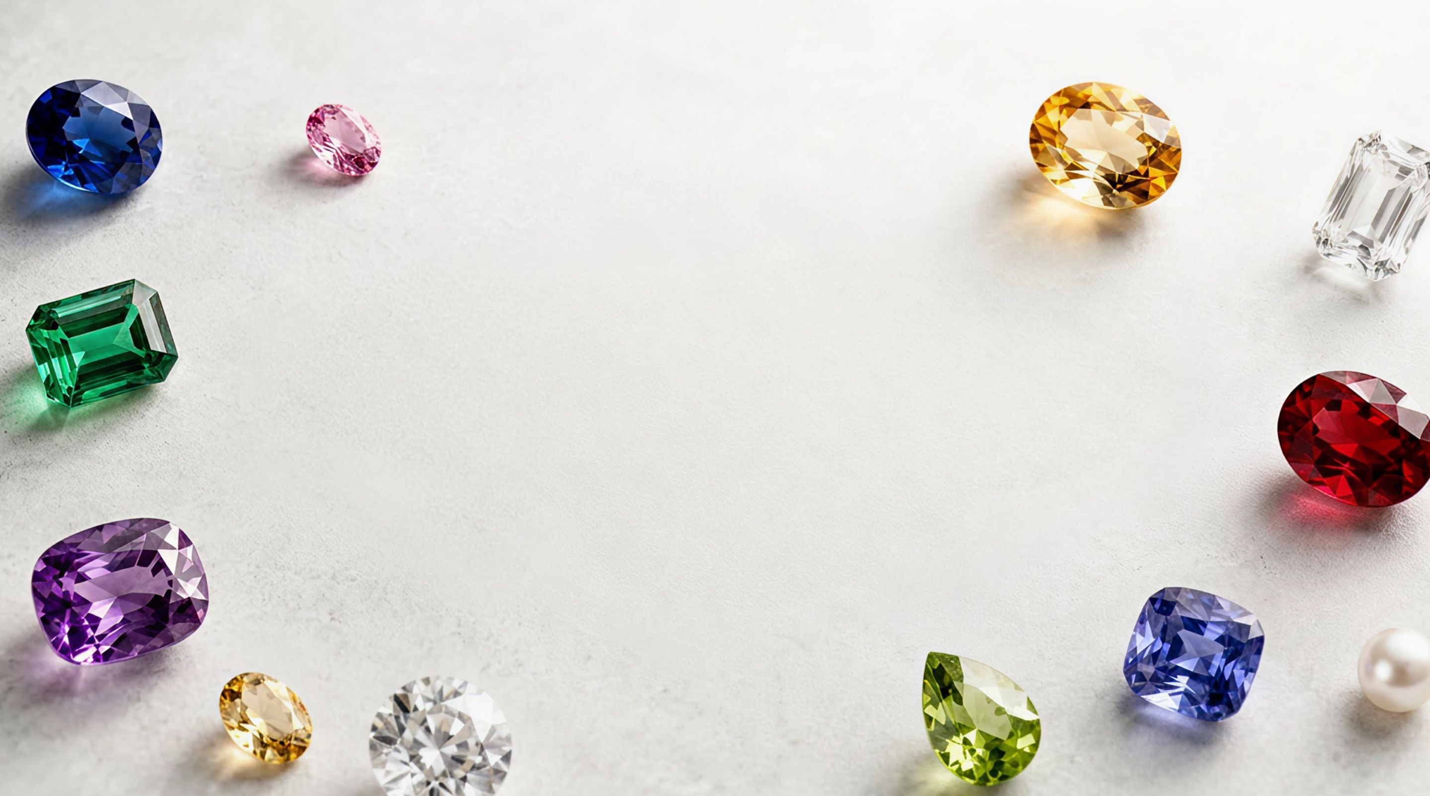 An array of precious gemstones scattered on a soft surface
