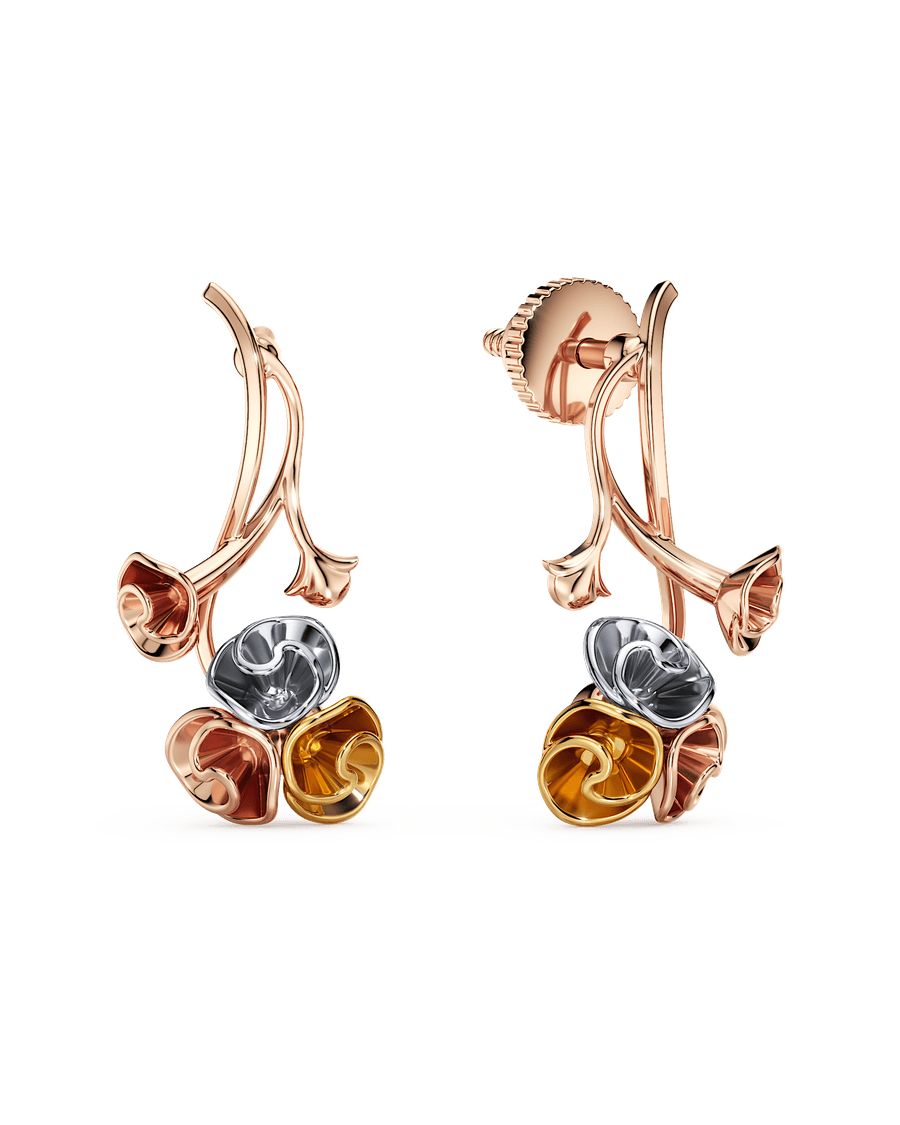Tri-Tone Rosette Earrings