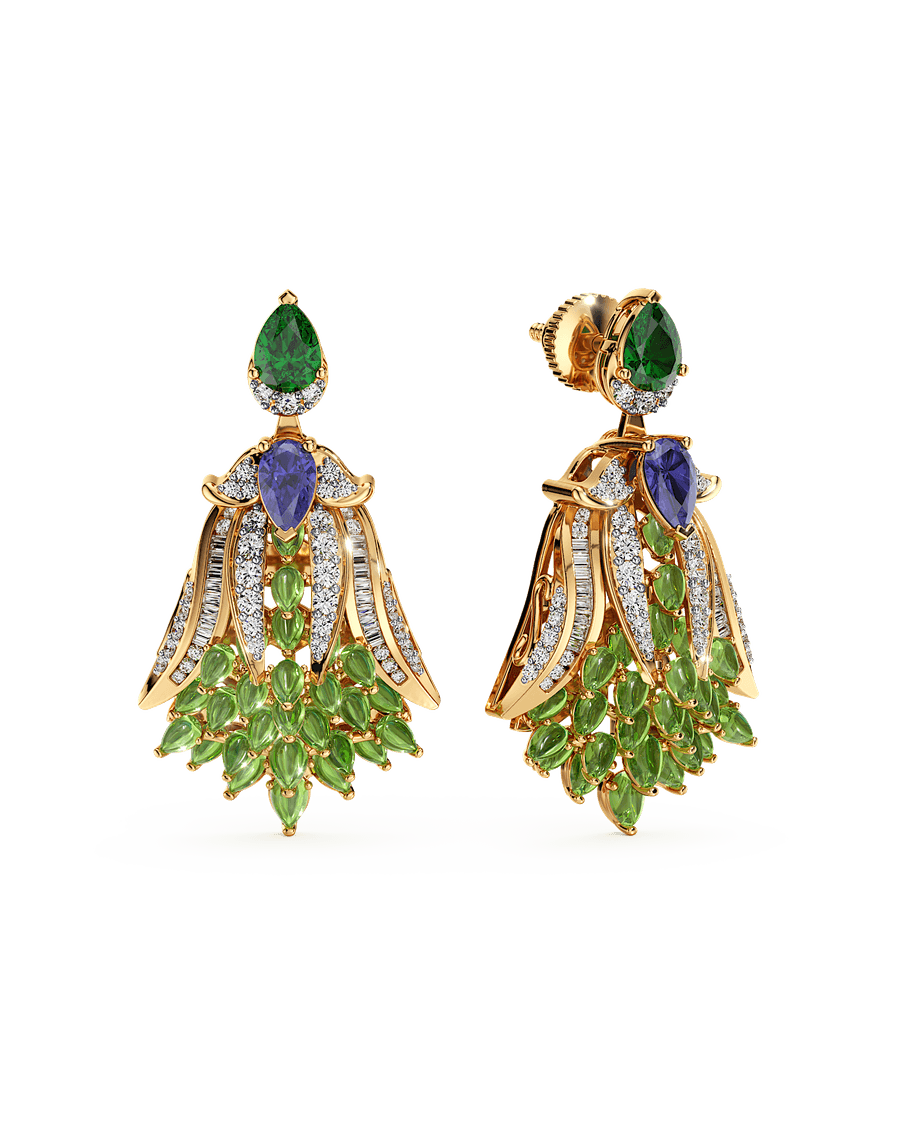 Verdant Fan Cascade Earrings