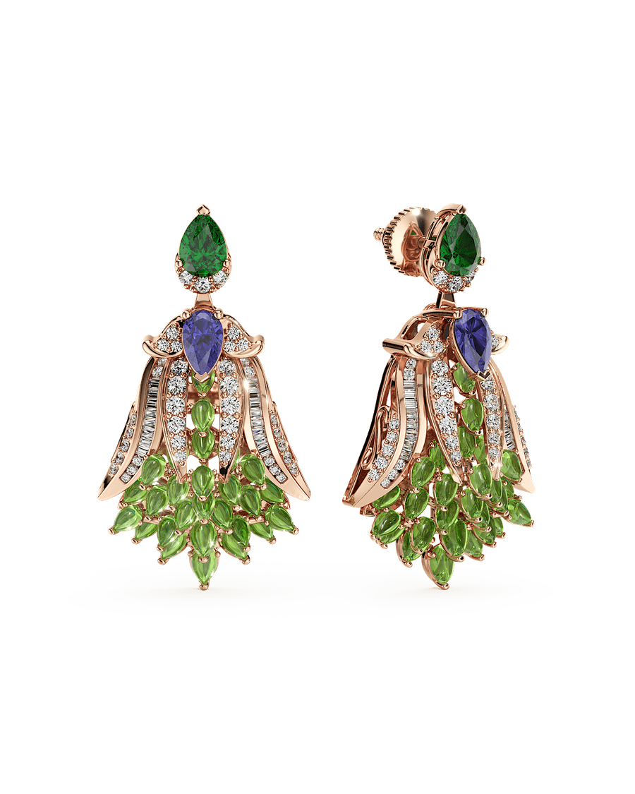 Verdant Fan Cascade Earrings