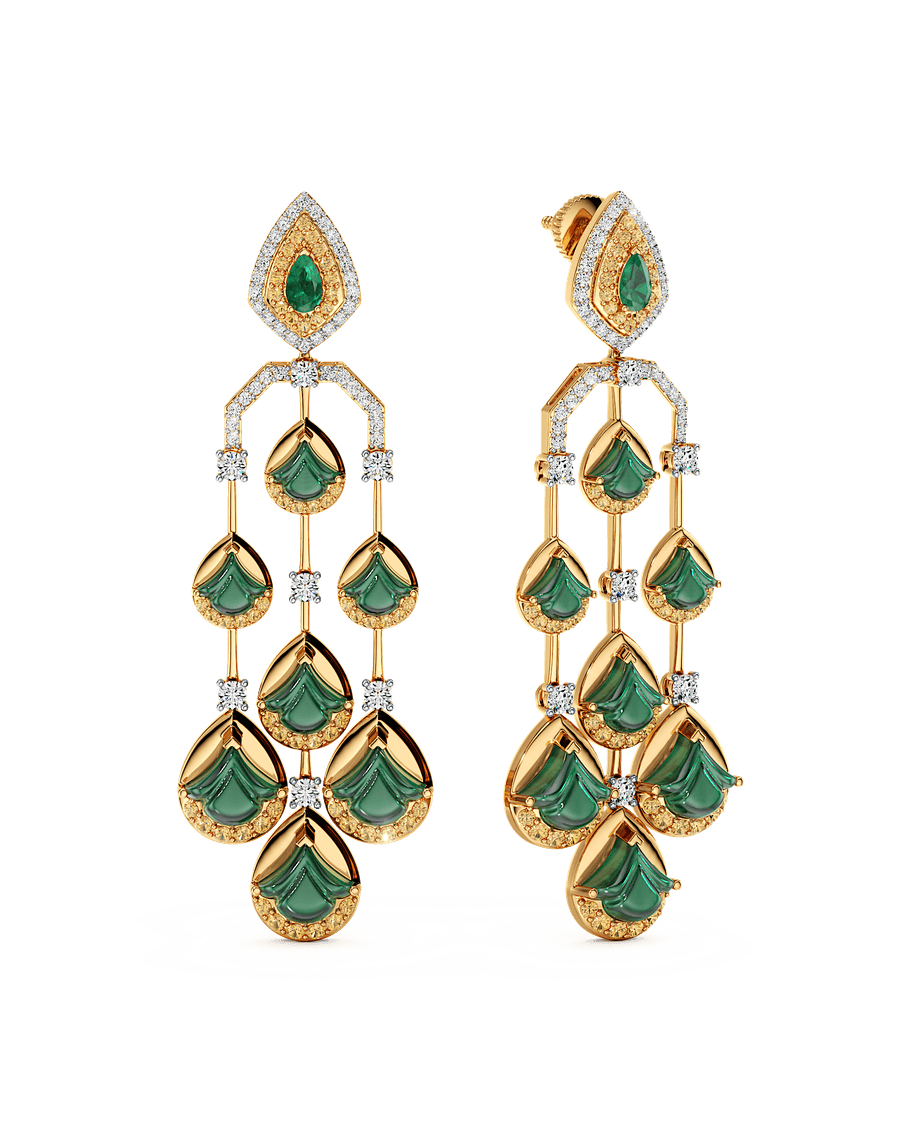 Verdant Cascade Fan Earrings