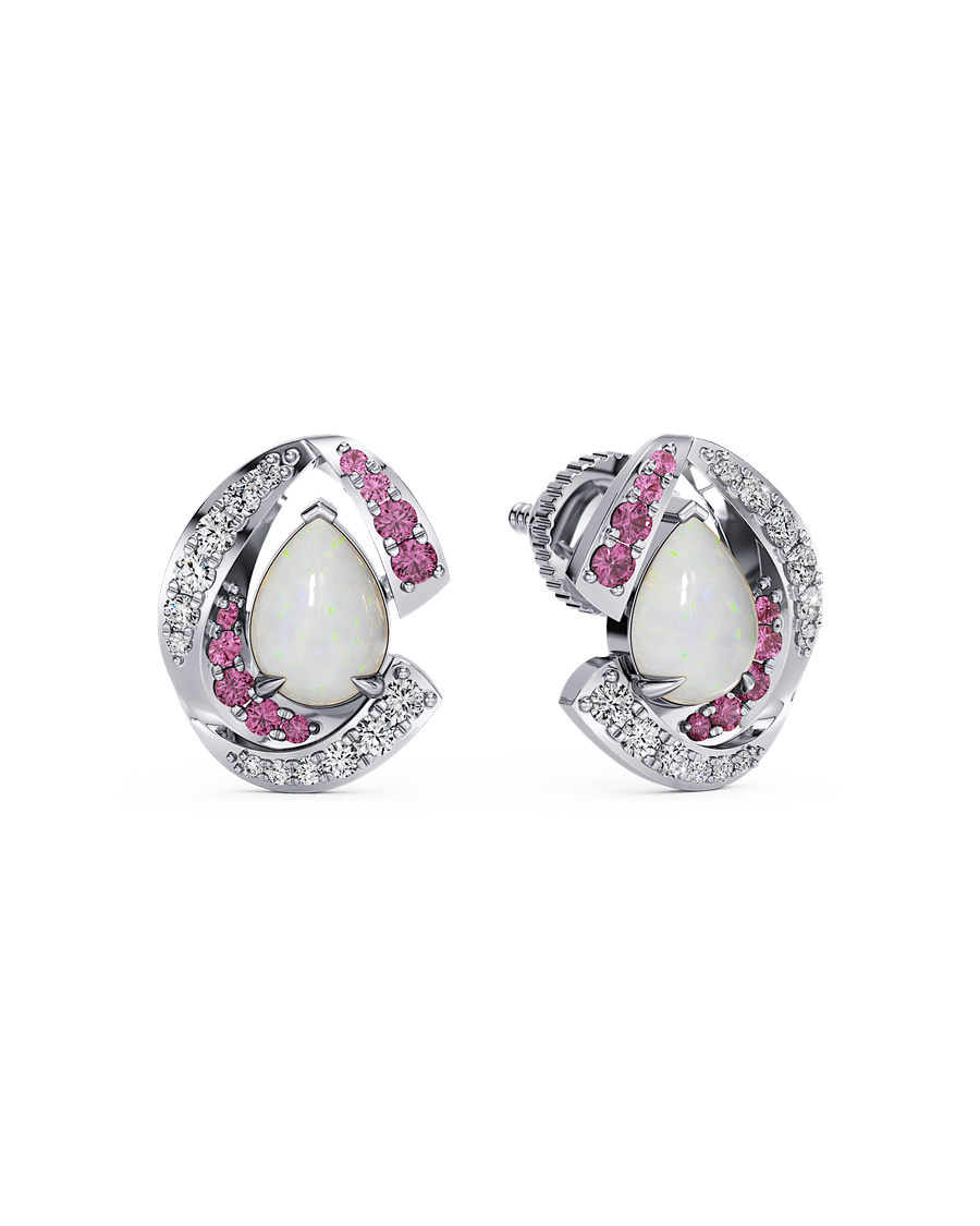 Opal Halo Comet Earrings