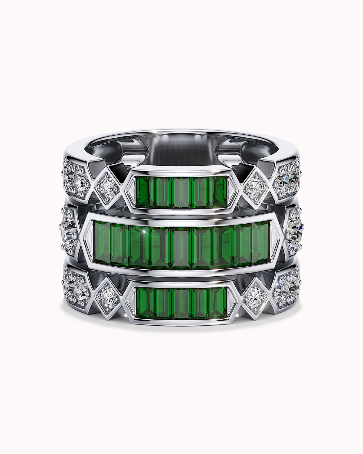 Emerald Column Ring