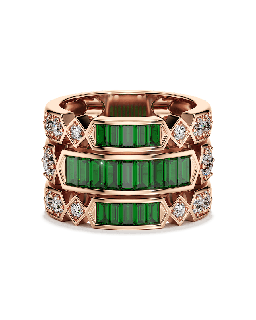 Emerald Column Ring