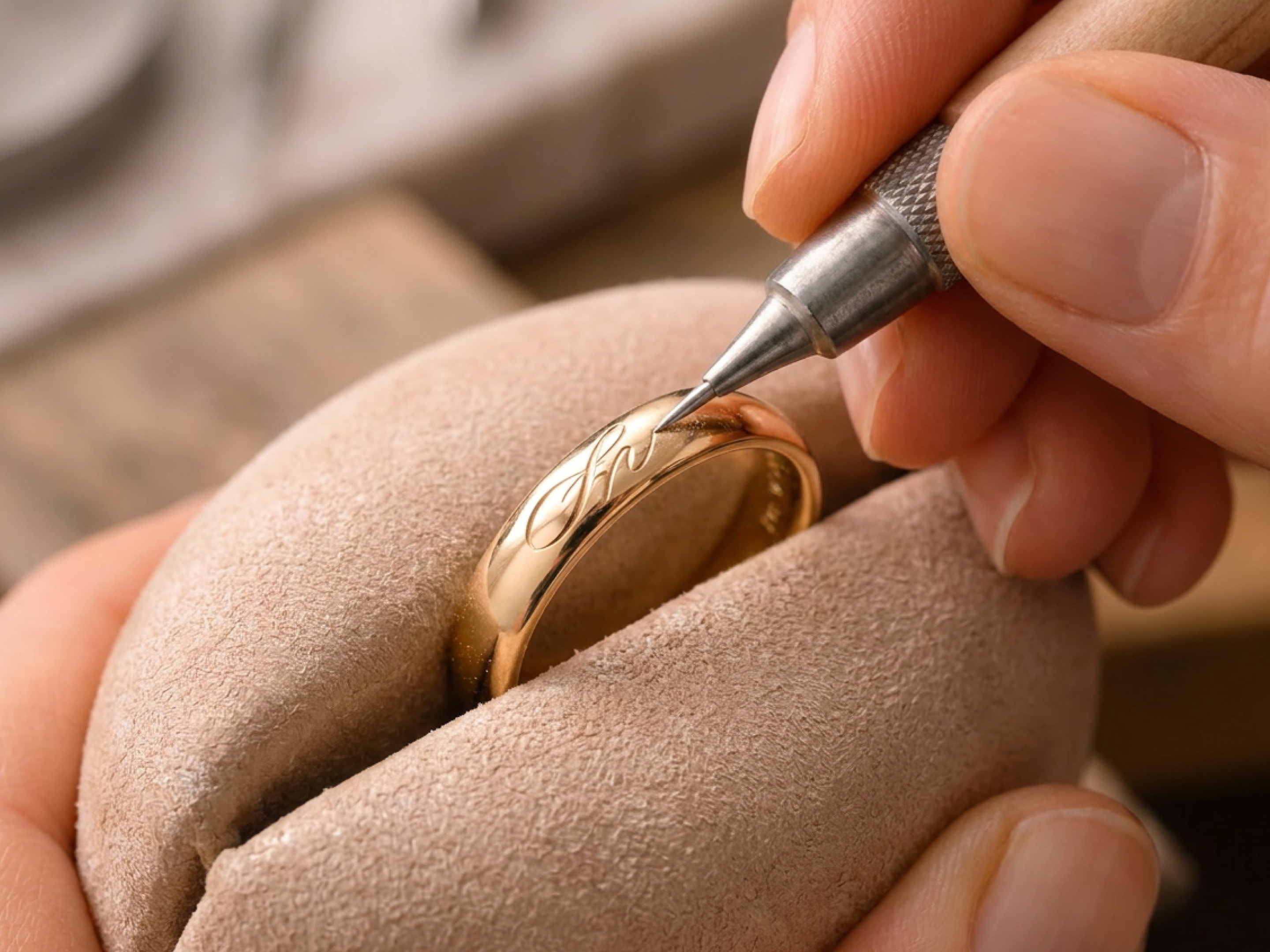 A piece being hand engraved