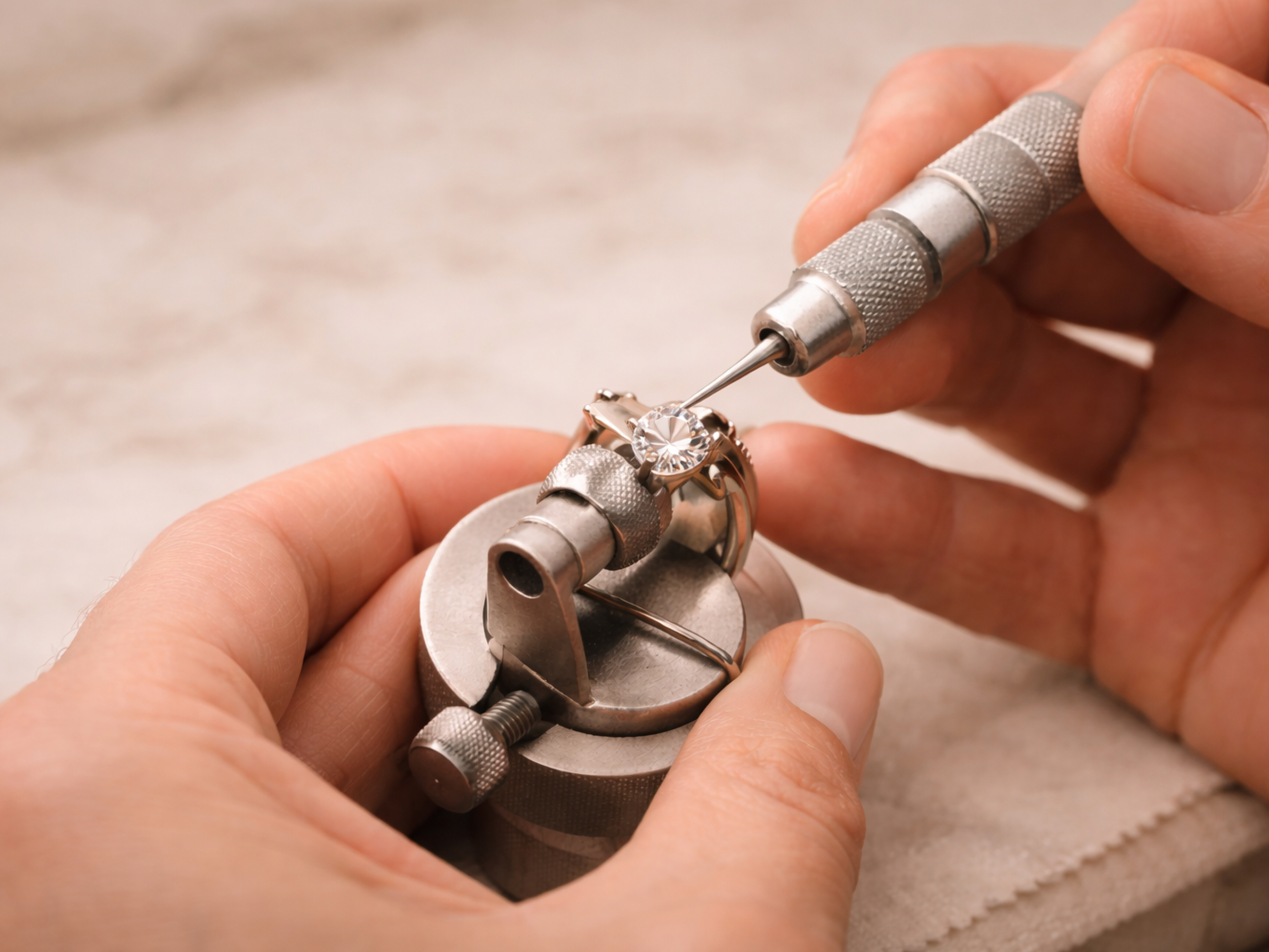 Craftsman repairing a piece of jewellery
