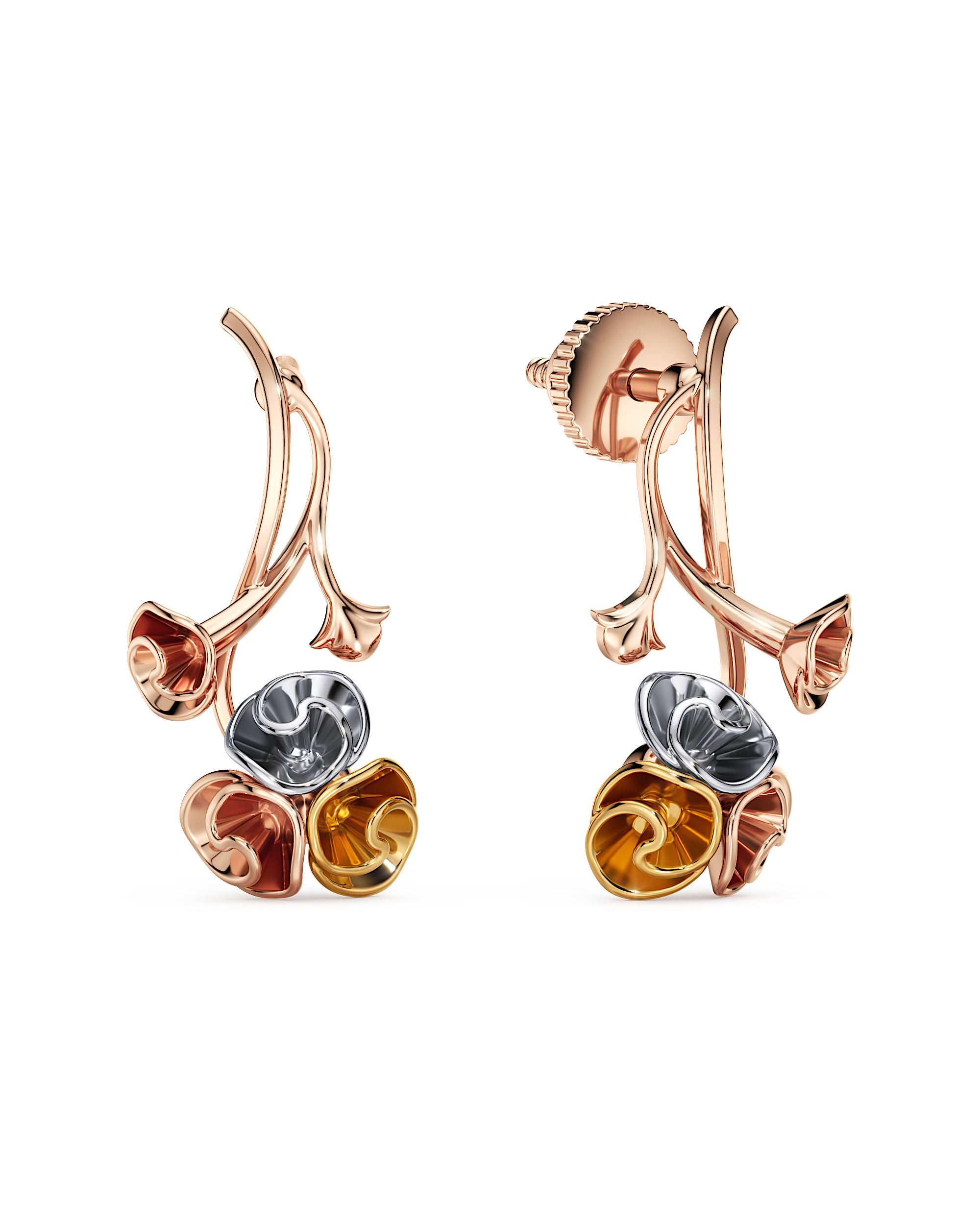 Tri-Tone Rosette Earrings