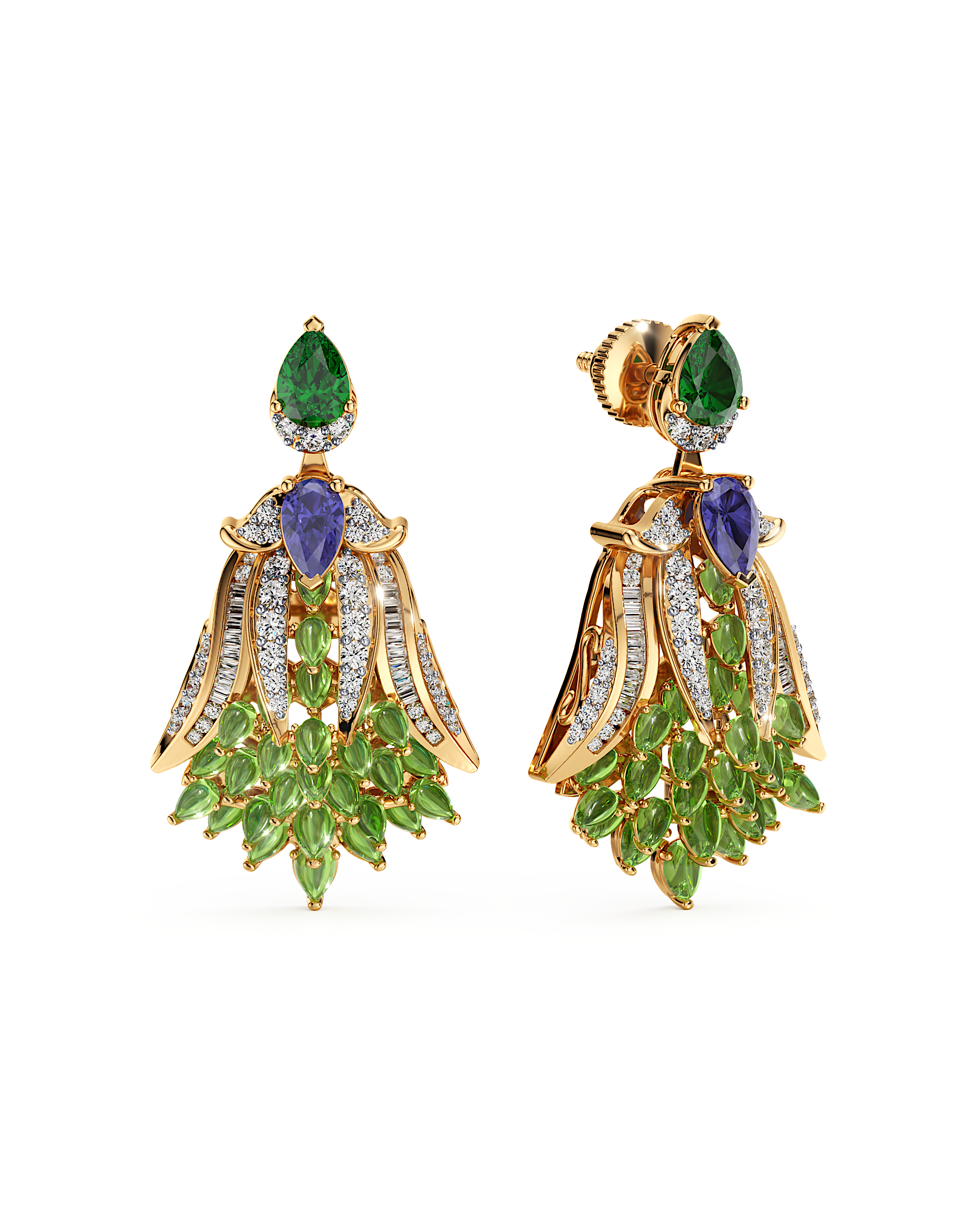 Verdant Fan Cascade Earrings