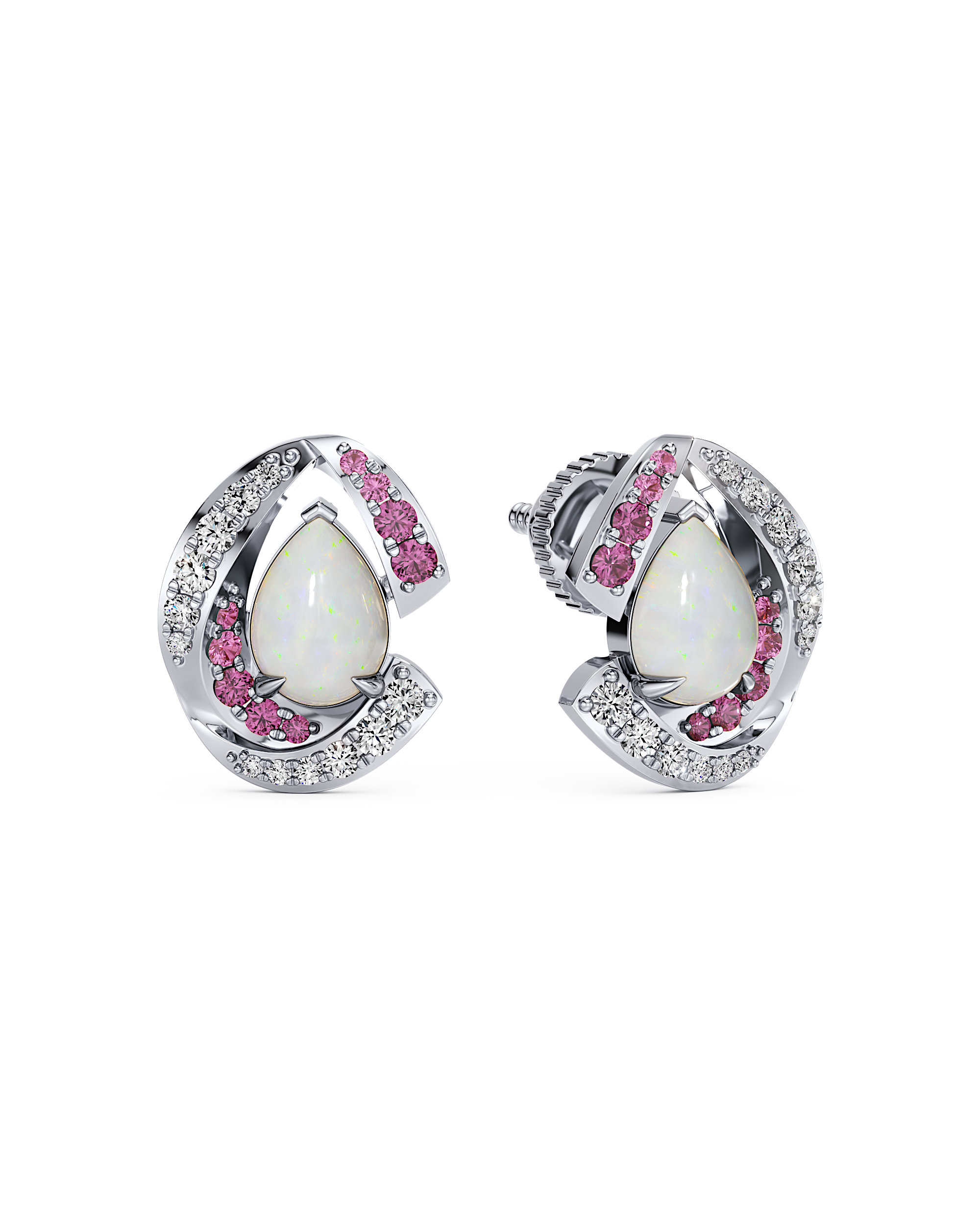 Opal Halo Comet Earrings
