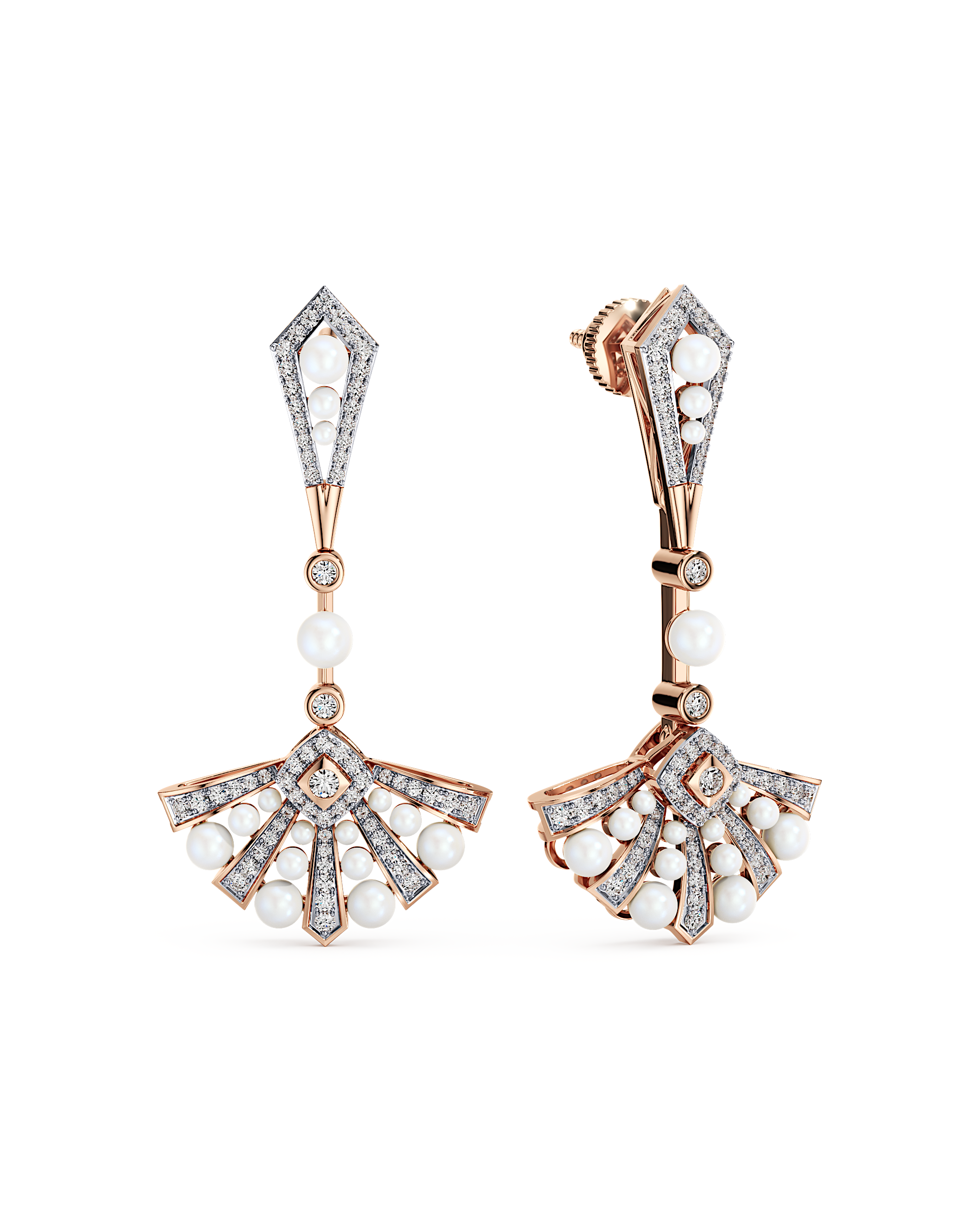 Fan Cascade Pearl Earrings